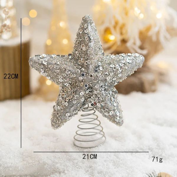 Joulupallo Maalattu Pallo Kultainen Hopeinen Samppanja Glitter Tähtiä Joulukuusi Ripustus Ikkunakoriste Pieniä Lahjoja Leluja Silver stars 22cm