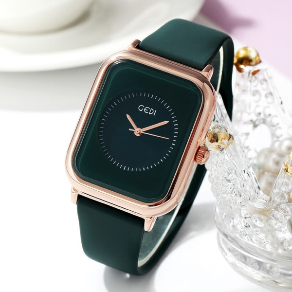 Jelly Farge Enkel Silikon Liten Firkantet Klokke Student Quartz Vanntett Klokke Pink with white plate