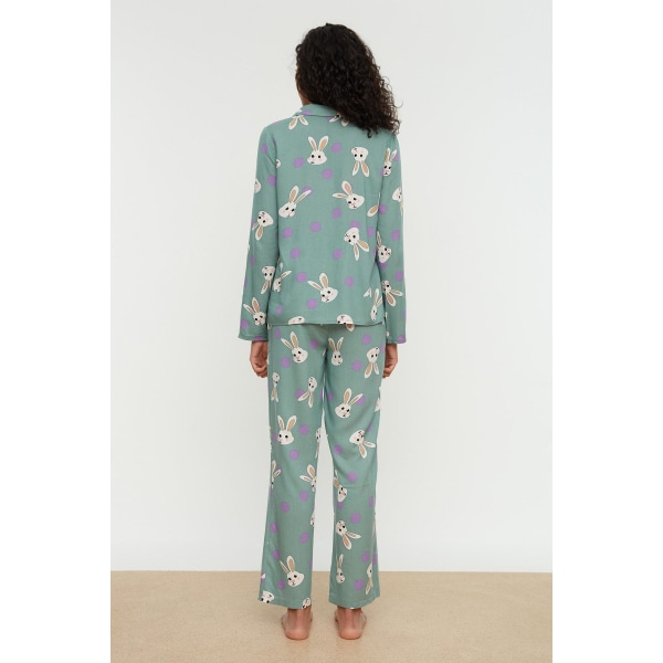 Kanin Printet Vævet Pyjamassæt THMAW21PT0048 Turquoise 46