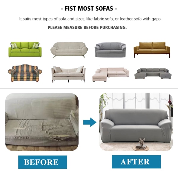 Elastiskt enfärgat sofföverdrag Stretch Tight Wrap Allomfattande sofföverdrag för vardagsrum funda soffa Sofföverdrag Fåtöljöverdrag Color 25 2-seater 145-185cm
