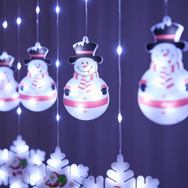 Julmåne Dekorativ Ljusslinga Gummikabel Gardin Ljus Färg Ljus Butik Julstämning Layout Vattentät Ljuskedja Color Snowman snowflake