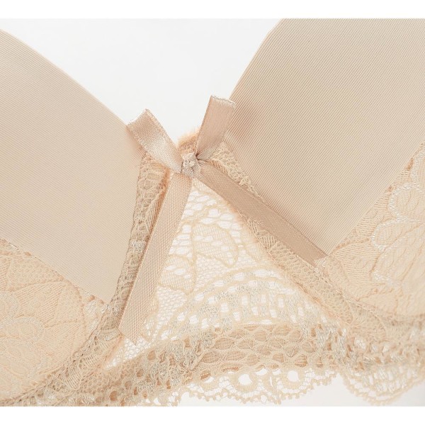 Sexiga spetsbehåar för kvinnor Justerbar ofodrad bygel Ultratunn behå Damrosett Blommiga behåar Bralette Beige 36C