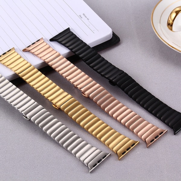 Armband i rostfritt stål för Apple Watch -band 44mm 40mm iWatch-band 42mm/38mm Butterfly Metal Armband Apple Watch serie 5 4 3 se 6 rose gold 42mm or 44mm