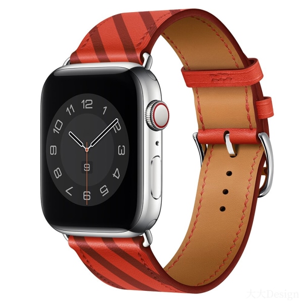 Läderrem För Apple watch band 44mm 40mm 38mm 42mm iWatch Single tour armband Apple watch 5 4 3 se 6 25 stip orange 38mm or 40mm