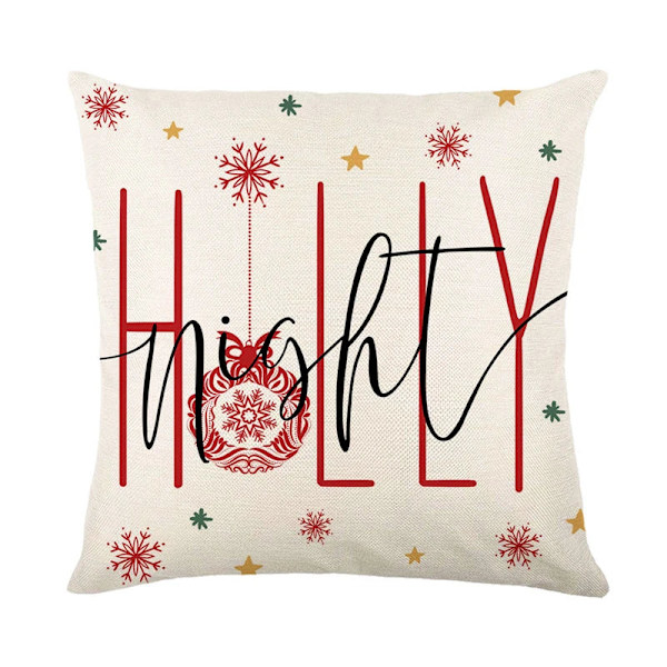 Merry Christmas Kuddfodral 45x45cm Prydnadskudde Vinter Juldekorationer för Hem Träd Hjort Soffa Kuddfodral 12