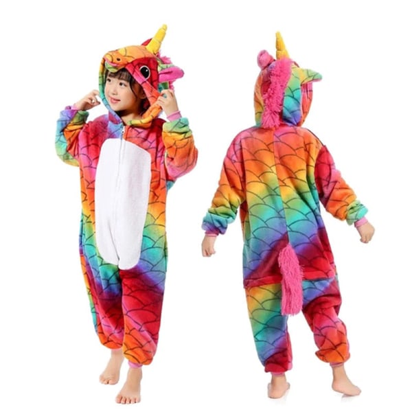 Julepyjamas Matchende Familiepyjamas Børne Kigurumi Flanellpyjamas, Bløde Enhjørningepyjamas og Tegneserie med Hætte til Drenge og Piger LA38 4T Height 85-104cm