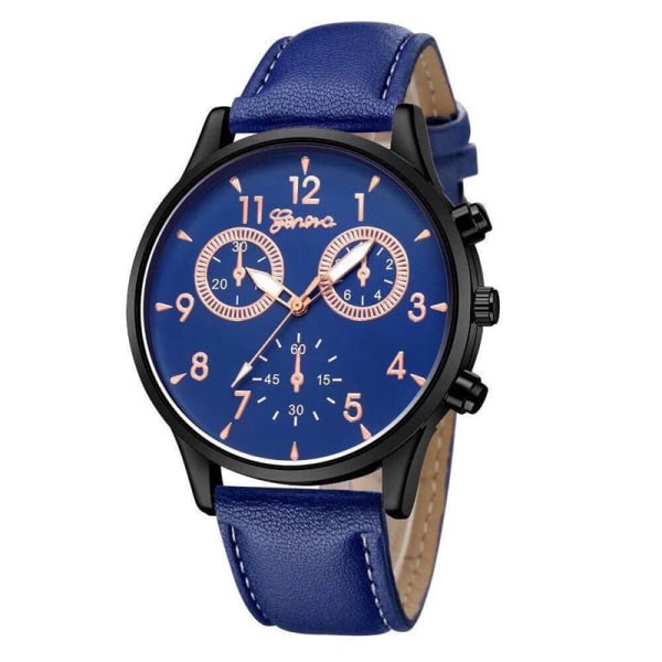 Quartz Watch Enkel Casual Bälte Watch Geneva Watch Herr Rose gold shell Blue Ribbon