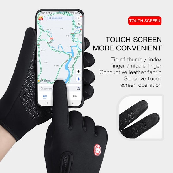 Vinter Cykelhandsker Mænd Kvinder Vandtætte Vindtætte Touch Screen Cykel Varme Handsker Koldt Vejr Løb Sport Vandring Ski Vante RD M