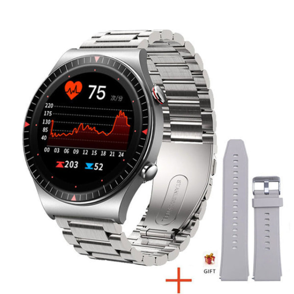Smart Watch Yijian Recording Helrunda Full Touch Screen Bluetooth Calling Voice Assistant Sport Smart Watch Silver three-bead steel belt