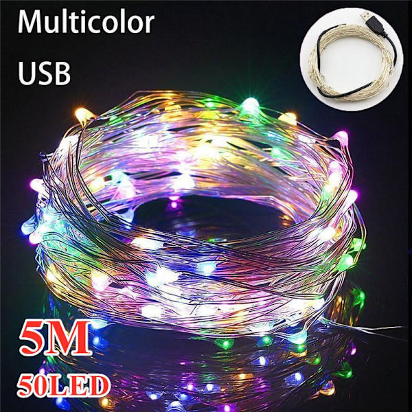 Lätt 5V USB 20M Koppartrådslampa Bröllopsfest Dekor 200 LED Slingor Warm white 3M 30LED