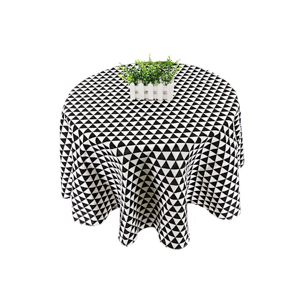 Japansk stil duk bomull lin rund bordduk nordisk borddeksel for hjem bryllupsfest dekorasjon trykt hvit gul C04 150cm