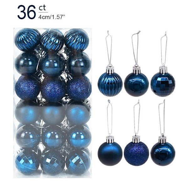 1 eske Julekuler Juletrepynt Julekule Xmas Hengende Treanheng Hjemmefestdekor 2023 Nyttårsgave Noel Navidad 36pcs deep blue as picture