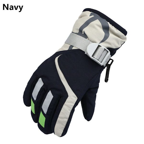 Termiske skihansker barn vinter fleece vanntett varm snowboard snøhansker 3 fingre for ski kjøring Style1-navy