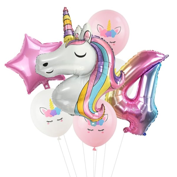 Unicorn Engångsservis Unicorn Kalastillbehör Papperstallrikar Muggar Servetter Unicorn Födelsedagsfest Dekoration Baby Shower Flicka Number4 Set