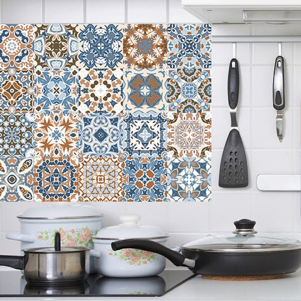 Arabialaistyyliset mosaiikkilaattatarrat olohuoneeseen keittiöön retro 3D vedenpitävä seinätarra kylpyhuoneen sisustus tee-se-itse liimattava tapetti 14 20x100cm