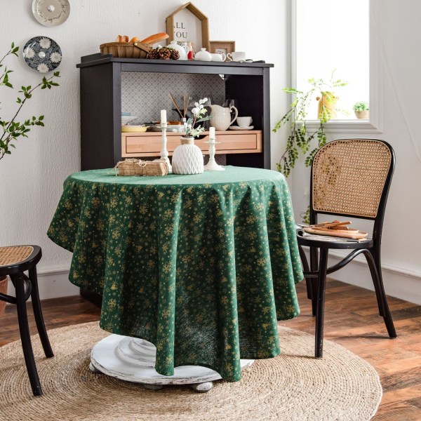 Bomulls-lin duk grønn furugren trykt duk koreansk serviett trykt kaffeduk Carpet geometry Round 150cm