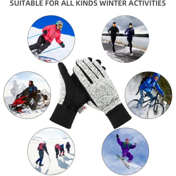 Vinterhansker -10℉ 3M Thinsulate Termiske Hansker Kaldt Vær Varme Hansker Løpehansker Berøringsskjerm Sykkelhansker for Menn Kvinner Deep-black XL