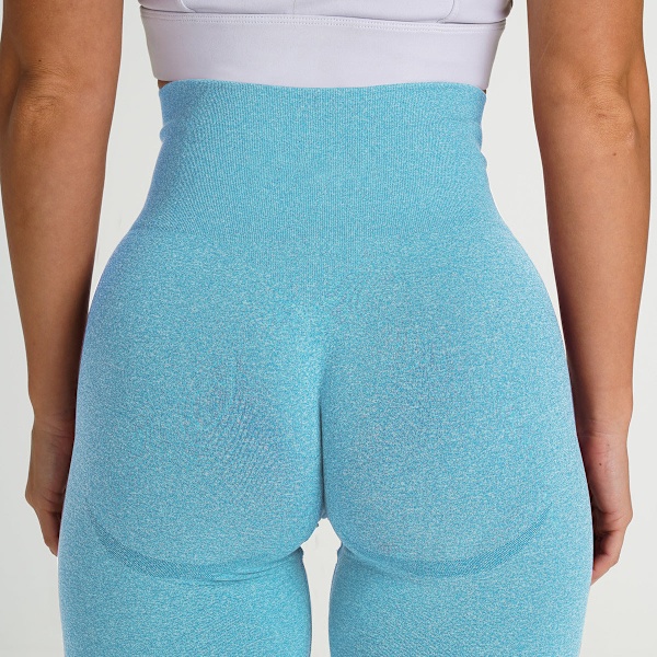 Kesän eurooppalainen ja amerikkalainen muoti urheilu fitness joogahousut saumattomat tiukat shortsit naisille 9165 shorts-Lake Blue L