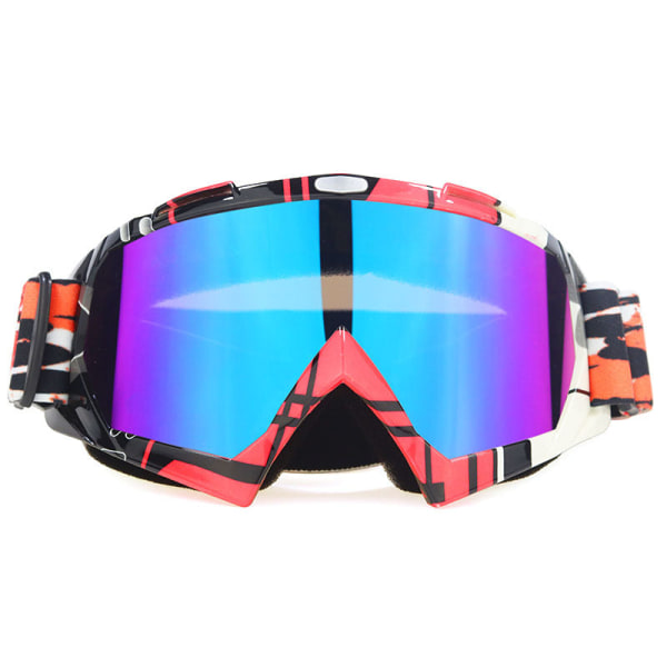 Motorcrossglasögon för utomhusbruk, skidglasögon, hjälmglasögon, riddarutrustning, utomhusglasögon för män och kvinnor Red and black frame color paillette 17cm