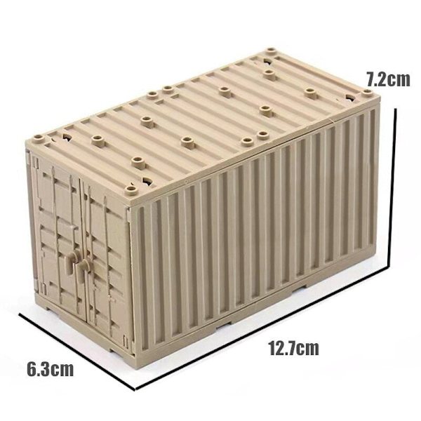 MOC Militär Container Byggklossar Låda för Pojkar WW2 Krigsbas Tekniska Byggklossar Kreativa DIY Juguete Bloques Brinquedos container-green
