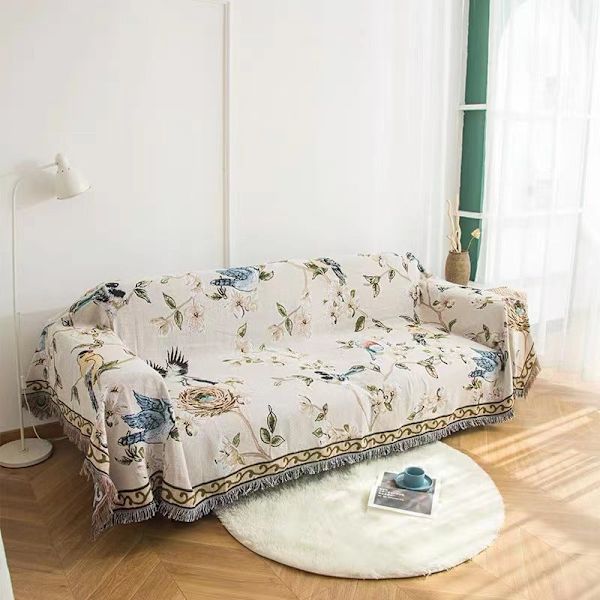 Blomstret fugl sofa overkast vægdekoration gobelin Sofabetræk Chinese style 90*210