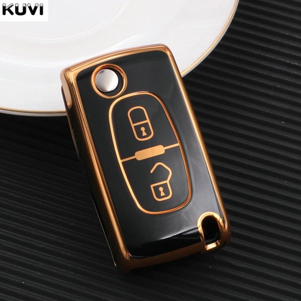 Nytt TPU Bilnyckelfodral Skydd För Peugeot 107 206 207 307 308 406 För Citroen Xsara Picasso C2 C3 C4 C5 C6 C8 Väska 3 button Red