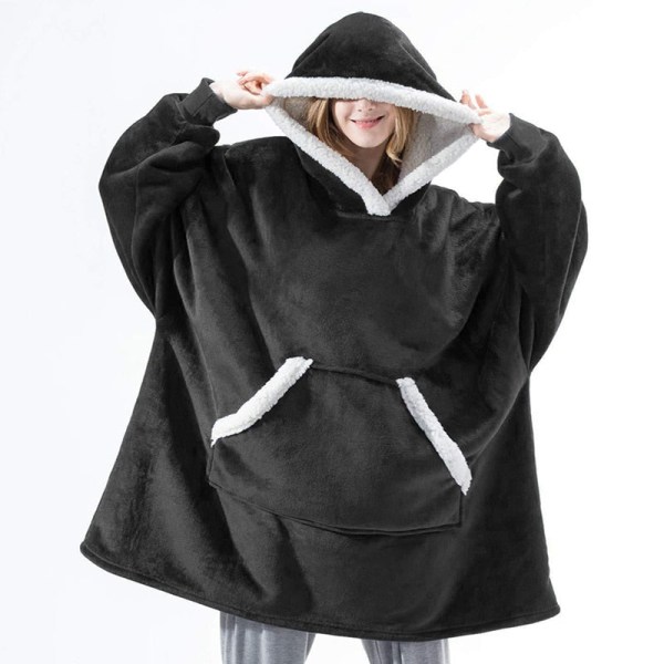 Oversized Hettegensere Sweatshirt Dame Vinter Hettegensere Fleece Giant TV-teppe med Ermer Pullover Oversize Dame Hettegenser Sweatshirts hmy848 Blue One Size