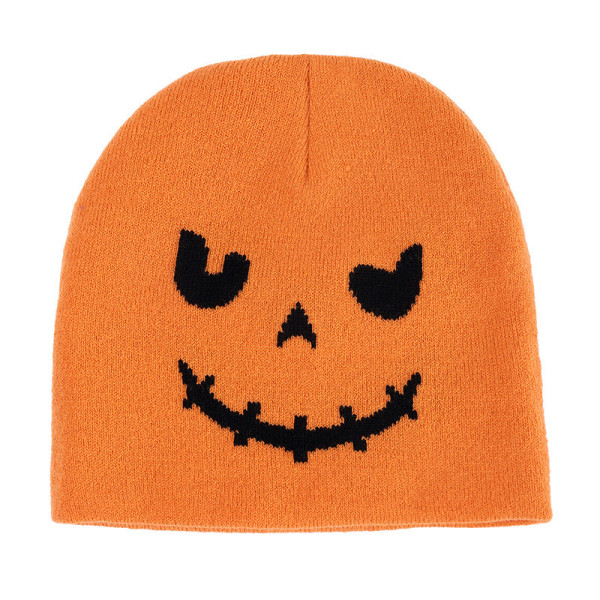 Kreativt roligt uttryck stickad mössa Piratskalle Japansk Harajuku cap Bedårande tröjamössa Pumpkin smirk hat Average size