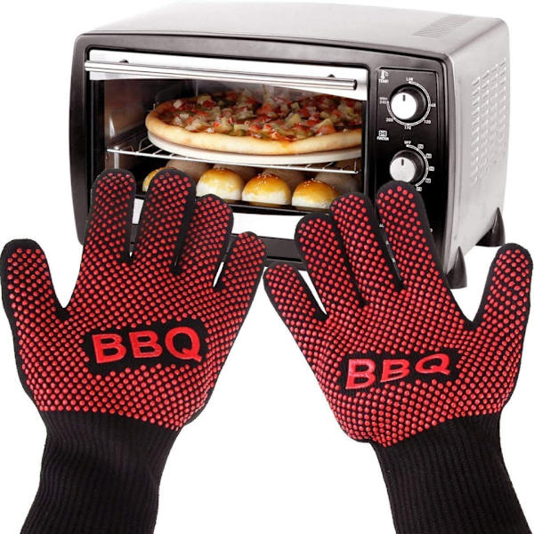 BBQ Handskar Högtemperaturtåliga Ugnsvantar 500 800 Grader Brandsäkra Grill Värmeisolerande Mikrovågsugnshandskar 33cm C
