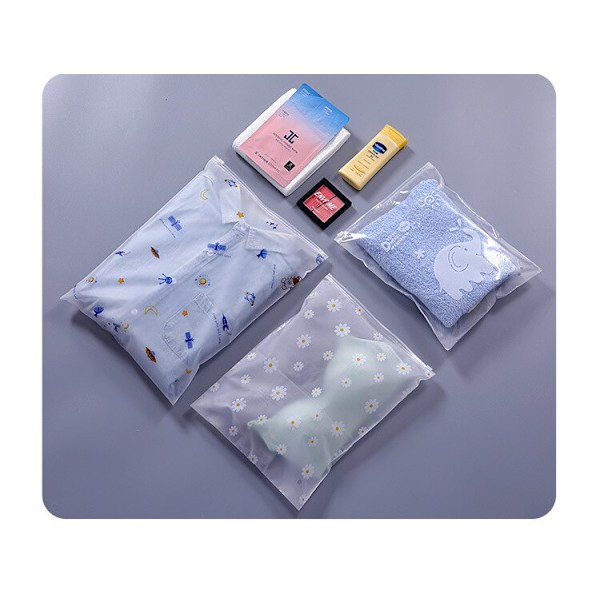 10 st 0,18 mm Daisy Matta/Frostade Plastförpackningspåsar med Dragkedja, T-shirt Badkläder Zip Lock Klädpåsar 25X30CM Elephant