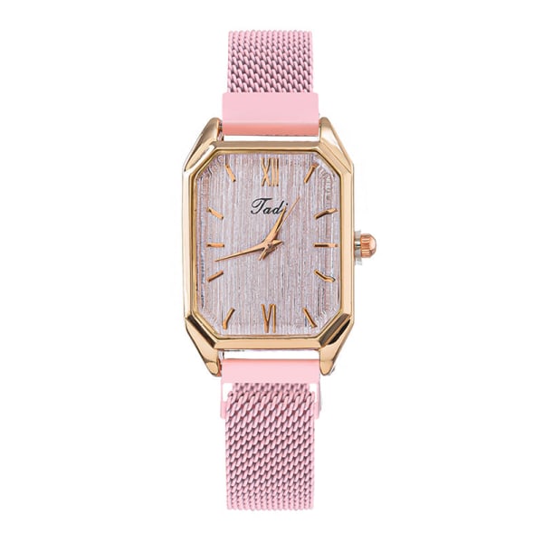 Lazy Watch Enkel Kvarts Klocka Påfågel Grön Milanese Armband Fyrkantig Klocka för Kvinnor Three-diamond nail powder