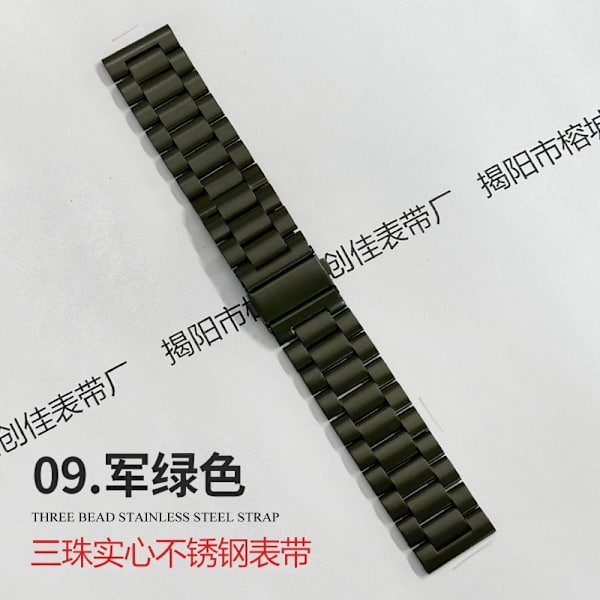 Urrem til Apple Watch iWatch S10: 42mm 9 tre-perle solid militærgrøn