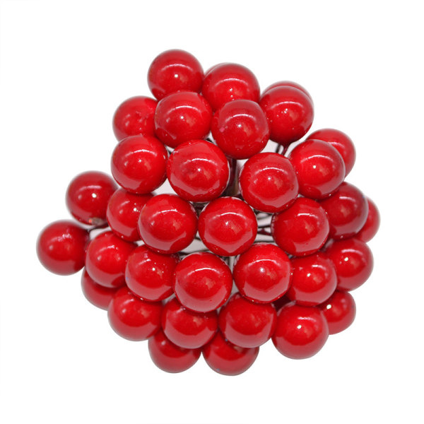 50 stk./lot Mini Kunstige Blomster Frukt Pollenbær Kirsebær Jul Plast Perlebær for Bryllup DIY Gaveeske Dekorerte Kranser F01