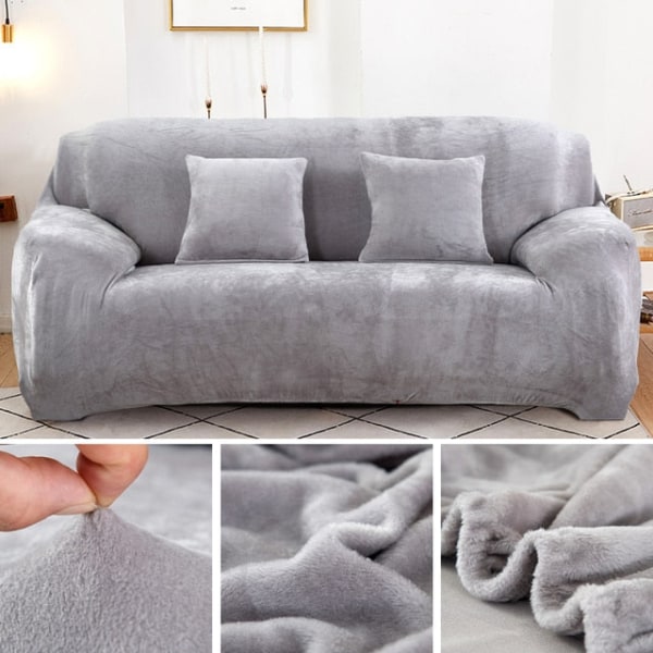 Fløjlsblød tyk sofabetræk All-inclusive elastisk sektionssofabetræk til stue Chaiselong L-formede hjørnebetræk black - 1-seater(90-140 cm)