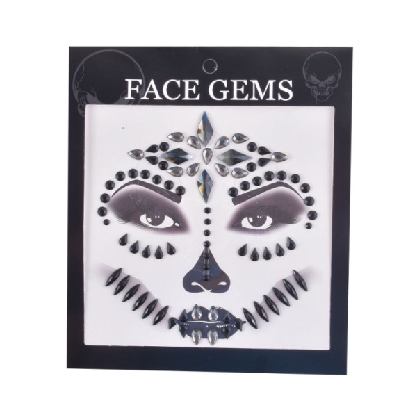 Halloween-ansiktsdekaler Spökskaleansikte med diamantdekoration 3D-klistermärke med sexigt ansikte Bal Holiday Party Ansiktsdekoration 60