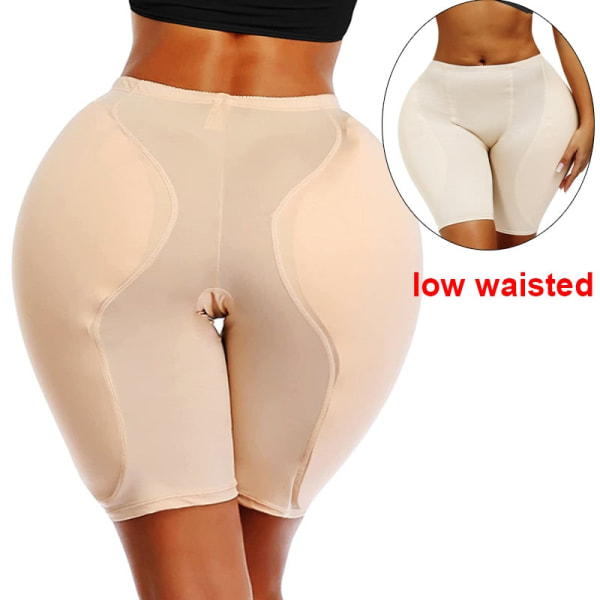 Fake Ass Höftkuddar Butt Lifter Enhancer Thigh Trimmer Control Trosor Dam High Waist Trainer Shapewear Body Shaper Vadderad trosa apricot low waist XXXXXL