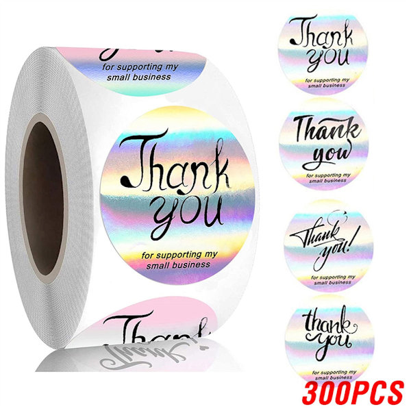 100-500 stk. Regnbue Laser Tak Stickers 2,54 cm Små Virksomheds Stickers Klæbeetiketter til Butikker Indpakningsmaterialer QY1207-100pcs