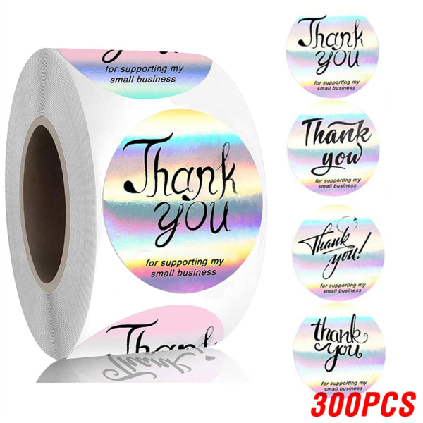 100-500 stk. Regnbue Laser Tak Stickers 2,54 cm Små Virksomheds Stickers Klæbeetiketter til Butikker Indpakningsmaterialer QY943-100pcs