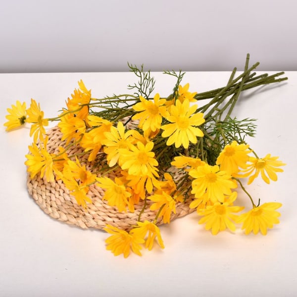 5 Hoder Hvit Tusenfryd Kunstige Blomster Lang Gren Bukett for Hjem Bryllup Hage Dekor DIY Brude Silke Falsk Blomst Champgane