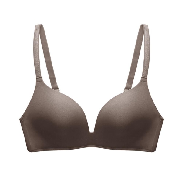 Sömlös BH utan bygel A B Kupa Push Up BH för Kvinnor Bekväma Underkläder Dark grey 34B
