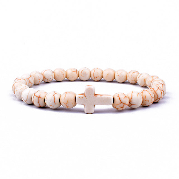 Charm Natursten Armbånd Kors Sort Lava Mat Perlearmbånd Håndlavede Mænd Kvinder Bøn Fitness Kæde Par Smykker Gave Black Lava