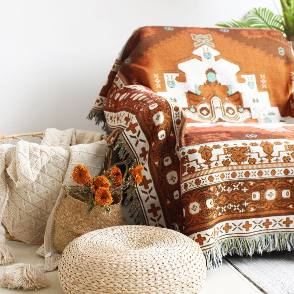 Pohjoismainen heittopeitto sängylle, sohvanpäällinen, olohuoneen sisustus, sohvanpeitto, vapaa-ajan päiväpeitto, ulkoilma-retkeilymatto, boheemi kuvakudos XT220101-14 130X160cm