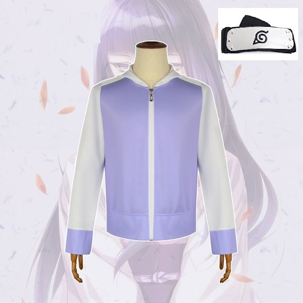 Ninja Hyuga Hinata Shippuden Generation Lila Jacka Byxor Cosplay Kostymer set and Headband M
