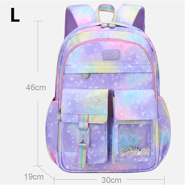 Skolesekker for barn, jenter, barneskolesekk, ortopediske skolesekker, prinsesse-ryggsekk, skolesekk, knapsack Sac Mochila L purple2