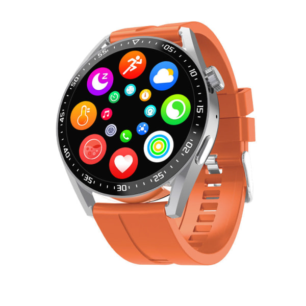 Smart Watch Bluetooth Calling Musik Puls Blodtrycksövervakning Sport Stegräkning Silver Case (orange silicone)