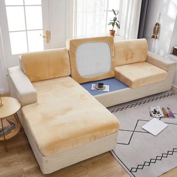 1/2/3-paikkainen Yksivärinen Paksu Sametti Joustava Sohvan Suojus Istuinpäällinen Tyynynpäällinen Orange 3 Seater