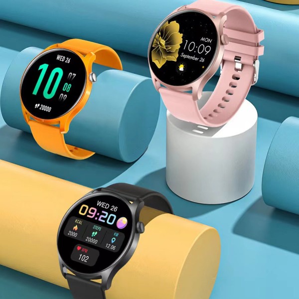 Multifunktionell Full Touch Blodtrycksmätning Multi Sportläge Bluetooth Smartklocka Gold