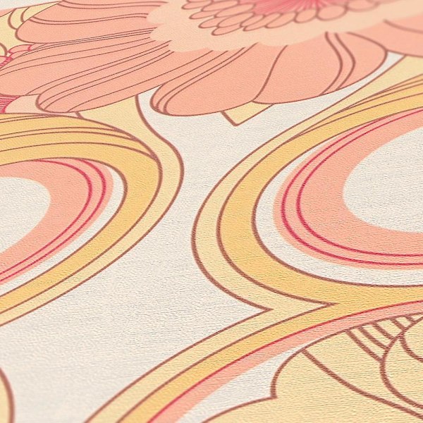 AS Creation 70'er Retro Blomstret Orange Tapet