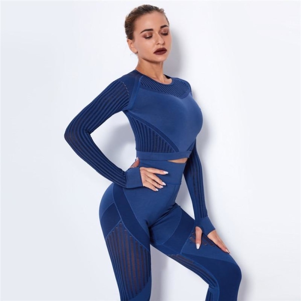 Set tvådelad bh-leggings fitness för kvinnor Black XS