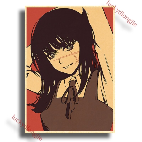 Chainsaw Man Anime Affisch Retro Kraftpapper Vintage Heminredning Målning Vardagsrumsbild Gåva Väggdekaler Caféinredning Konst Vägg 42X30cm(A3) 35
